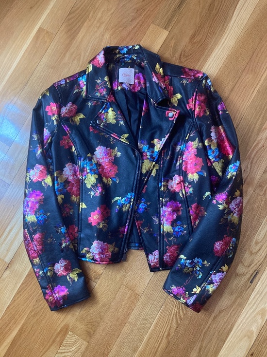 Candie's Jackets & Blazers - Candies Floral Metallic Faux Leather Jacket Sz S